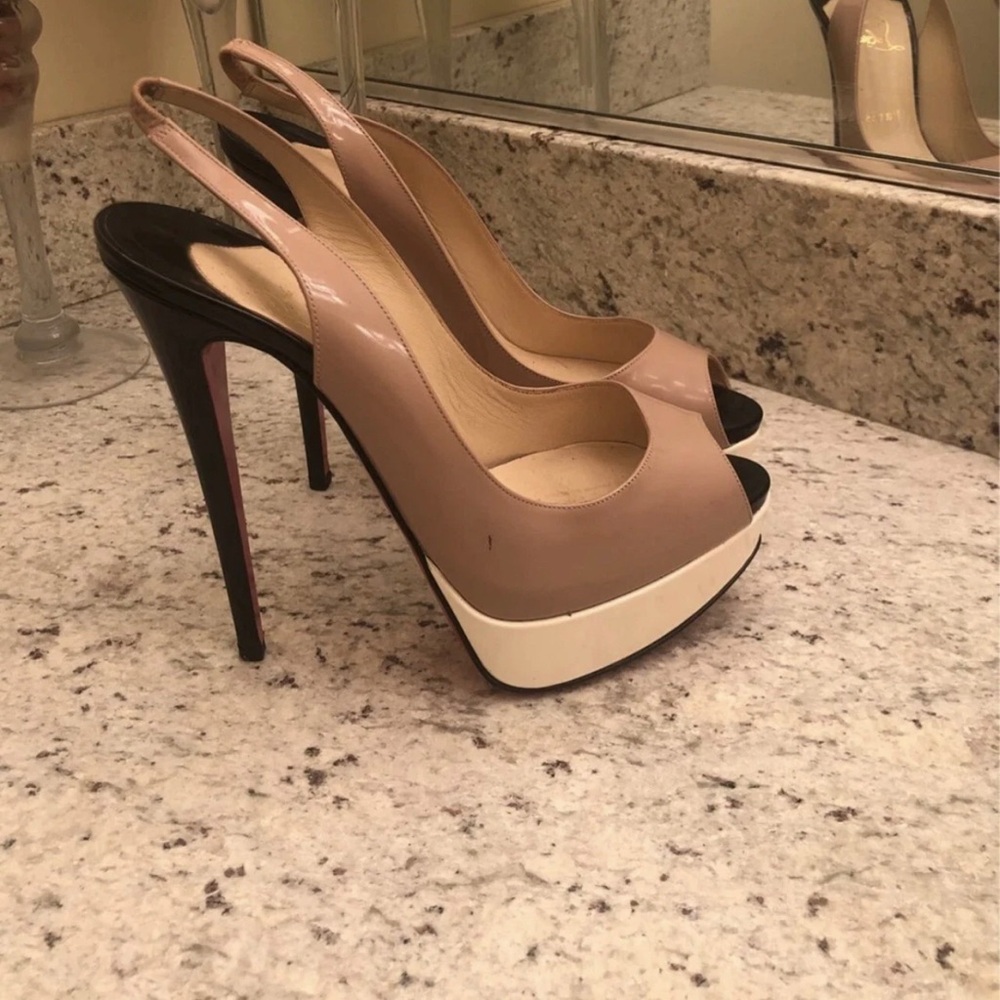 Christian Louboutin Lady Peep Slingback Heels 38.5 $990